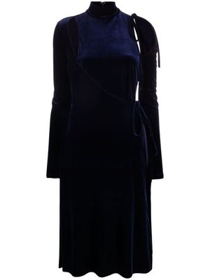 Versace Jeans Couture robe portefeuille à découpes - Bleu