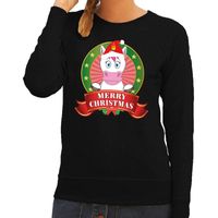 Foute kersttrui zwart met unicorn voor dames 2XL (44)  -