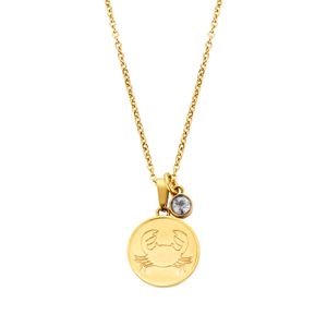 CO88 Collection Zodiac 8CN 26079 Stalen Collier met Hanger - Sterrenbeeld Kreeft - Lengte 42 + 5 cm - Goudkleurig