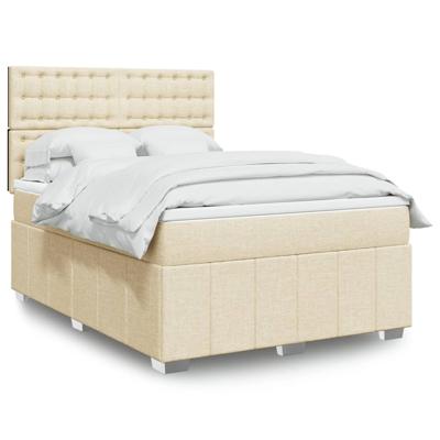 Boxspring met matras stof crèmekleurig 140x200 cm