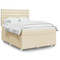 Boxspring met matras stof crèmekleurig 140x200 cm