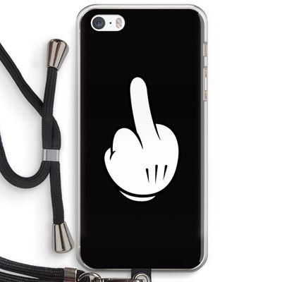 Middle finger black: iPhone 5 / 5S / SE Transparant Hoesje met koord