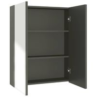 The Living Store Wandspiegelkast - Grijs - 60 x 15 x 75 cm - MDF met melamine-oppervlak en glas