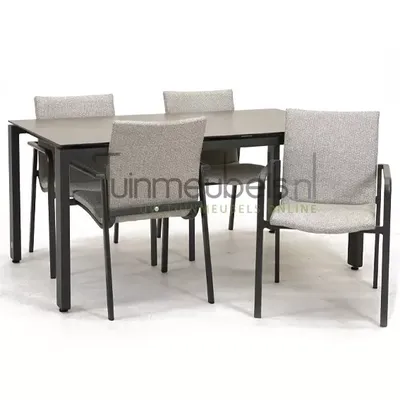 Tuinstoel Anzio dining Light Antracite met GOA HPL 160 cm donker grijs