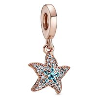 Pandora Rose 788942C01 Hangbedel Sparkling Starfish zilver-kristal rosekleurig-turquoise-groen - thumbnail