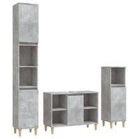 The Living Store Badmeubelset Betongrijs - 80 x 33 x 60 cm - Duurzaam materiaal - Voldoende opbergruimte - Houten poten