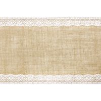Pakket van 3x stuks jute tafellopers 28 x 275 cm met wit kant
