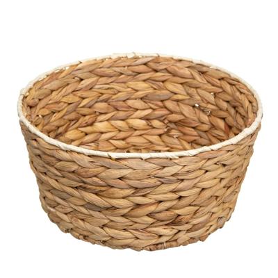 Rieten gevlochten mandje - naturel - D26 x H13 cm - rond - opbergmandje - broodjes - badkamer