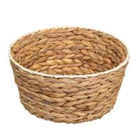 Rieten gevlochten mandje - naturel - D26 x H13 cm - rond - opbergmandje - broodjes - badkamer