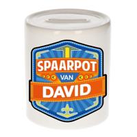 Kinder spaarpot met naam - David - keramiek - met dop - wit - Sparen - Spaargeld van David