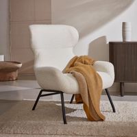 Kave Home Fauteuil 'Belina' Bouclé, kleur Wit