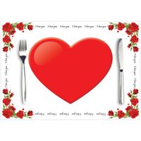 10x stuks Hartjes placemats I Love You 42 x 30 cm - thumbnail