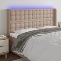 Hoofdbord LED 147x16x118/128 cm kunstleer cappuccinokleurig