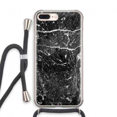 Zwart marmer: iPhone 7 PLUS Transparant Hoesje met koord