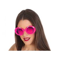 Verkleed zonnebril - fuchsia - ronde glazen - Carnaval brillen - thumbnail