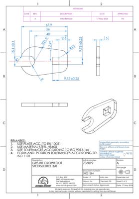 Unbranded Grs bit crowfoot steeksleutel 3/8 15mm