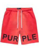 Purple Brand short de sport en coton à logo imprimé - Rouge - thumbnail