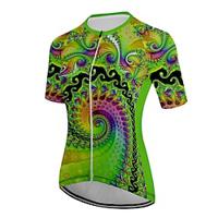 Dames Wielrenshirt Korte mouw Fietsen T-shirt Kleding Bovenlichaam met 3 achterzakken Bergracen Wegwielrennen Sneldrogend Rits Aan De Voorzijde Lampenkatoen Groen Paisley Spandex Sport Kleding Lightinthebox - thumbnail