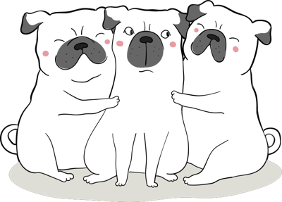 Schattig mops hondjes Trio Vinyl tapijt dieren