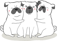 Schattig mops hondjes Trio Vinyl tapijt dieren
