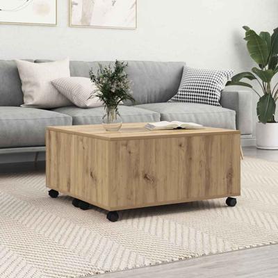 Salontafel artisanaal eikenkleurig 75 x 75 x 38 cm Bewerkt hout