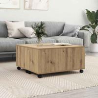 Salontafel artisanaal eikenkleurig 75 x 75 x 38 cm Bewerkt hout