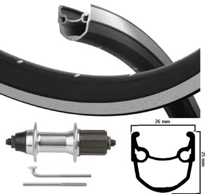 Kgs achterwiel 28 inch (622) mach1 er10 zw/zilver cassette 8/9 sp uitval