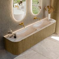Badmeubel Mondiaz Kurve-Dlux | 190 cm | Meubelkleur Dusk | Wastafelkleur Meli | Solid surface | Wasbak beide zijden spoelbak | Zonder kraangat(en)