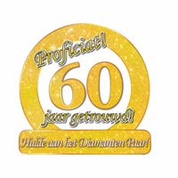 Proficiat! 60 jaar getrouwd! feest decoratie bord 50 cm goud - Feestdecoratieborden - thumbnail