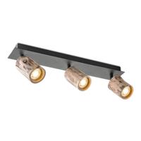 Landelijke LED Opbouwspot Wood - Zwart - 45.5/10/14.5cm - Dimbaar - plafonniere gemaakt van hout en metaal - inclusief LED lichtbron - GU10 fitting - 5W - 390lm - 3000K - warm wit licht