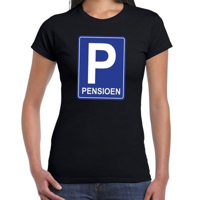 Pensioen P cadeau t-shirt zwart dames Pensioen P cadeau t-shirt zwart dames