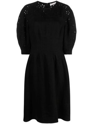 Chloé robe en lin à manches bouffantes - Noir
