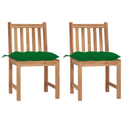 Tuinstoelen 2 st met kussens massief teakhout