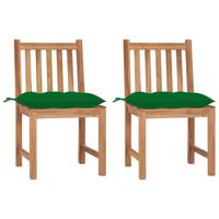 Tuinstoelen 2 st met kussens massief teakhout