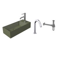 Salenzi Fonteinset Spy Mat Groen 45x20 cm Chroom (Keuze uit 20 kranen)