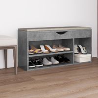 VidaXL Schoenenbank met kussen 104x30x49 cm bewerkt hout betongrijs