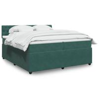 Boxspring met matras fluweel donkergroen 200x200 cm