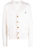 Vivienne Westwood Orb-embroidered cotton-cashmere cardigan - Tons neutres