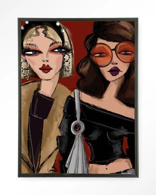 Urban Cotton Wandkleed 'Fall Friends' 110 x 145cm in Floating Frame - black