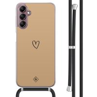 Samsung Galaxy A14 hoesje met koord - Hart bruin