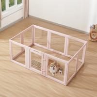 VEVOR Puppy Werpbox, 1540x1000x600 mm, Puppy Speelpen, met Transparante Vensters en Slot, Roze Frame, Hondenren, Dierenren, Werpbox voor Middelgrote Honden