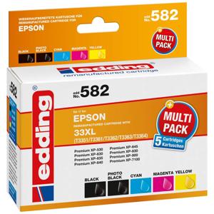 Edding Inktcartridge vervangt Epson 33XL, T3357, T3351, T3361, T3362, T3363, T3364 Compatibel Combipack Zwart, Foto zwart, Cyaan, Magenta, Geel EDD-582 18-582