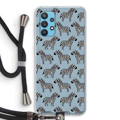 Zebra: Samsung Galaxy A32 4G Transparant Hoesje met koord