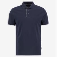 Heren Polo Tailored Preston Tartan Trim Navy