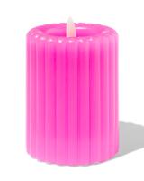 HEMA LED Kaars 7.5x10cm Rib Roze (roze) - thumbnail