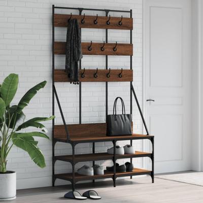 VidaXL Kledingrek met schoenenrek 100x40x184 cm bruin eikenkleur