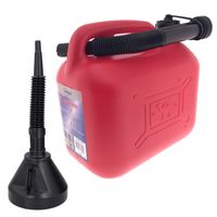 Jerrycan rood voor brandstof van 5 liter met een handige grote trechter - thumbnail