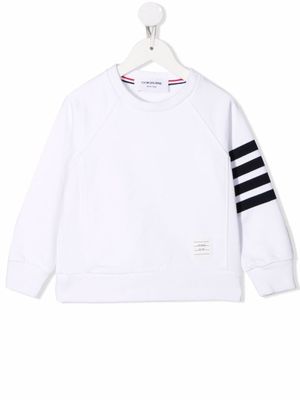 Thom Browne Kids sweat à détail 4 bandes signature - Blanc
