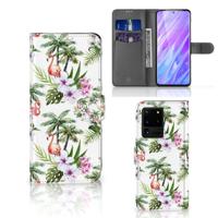 Samsung Galaxy S20 Ultra | Telefoonhoesje | Met pasjeshouder | Flamingo Palms