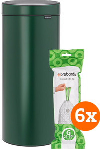 Brabantia Touch Bin 30 Liter Pine Green + Vuilniszakken (120 stuks)